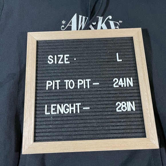 Awake Pullover Black Hoodie Embroidered Mens Sz L New - Picture 5 of 7